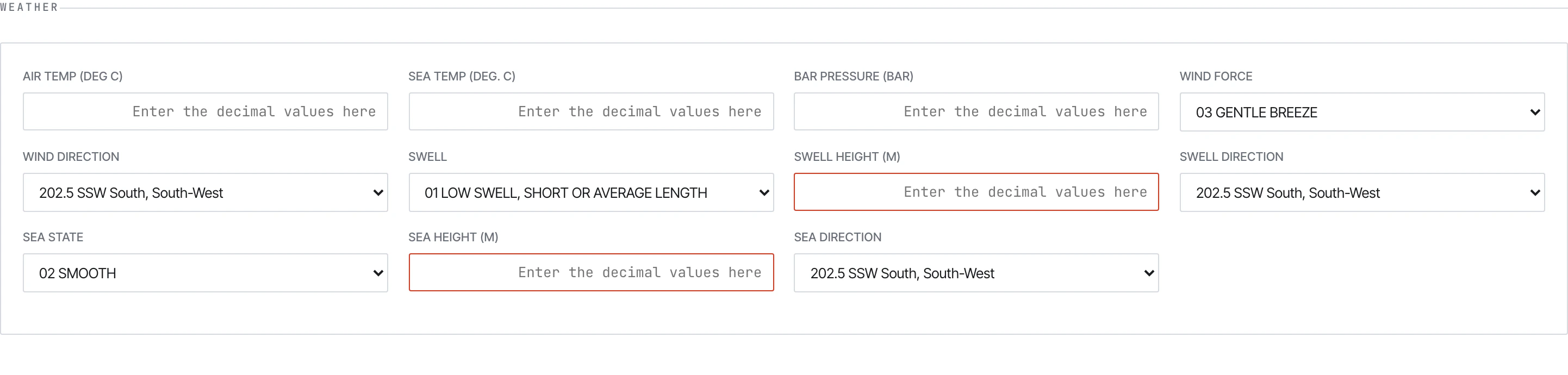 Weather section