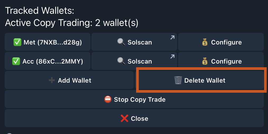 Delete wallet confirmation