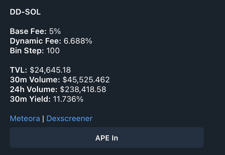 Pool selection showing yield and volume data