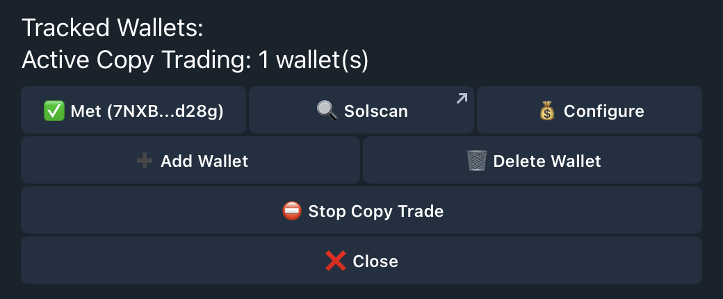Wallet successfully added to tracking list