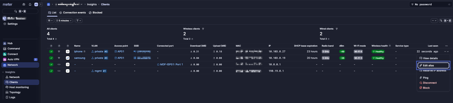 View Device Menu