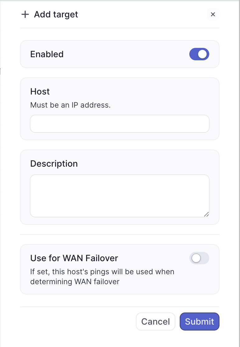 Add custom target form