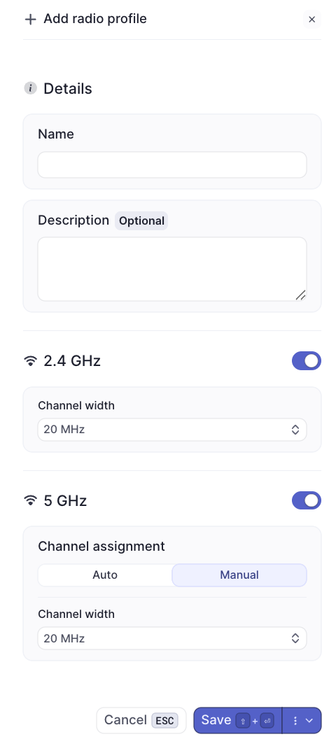 Radio profile configuration