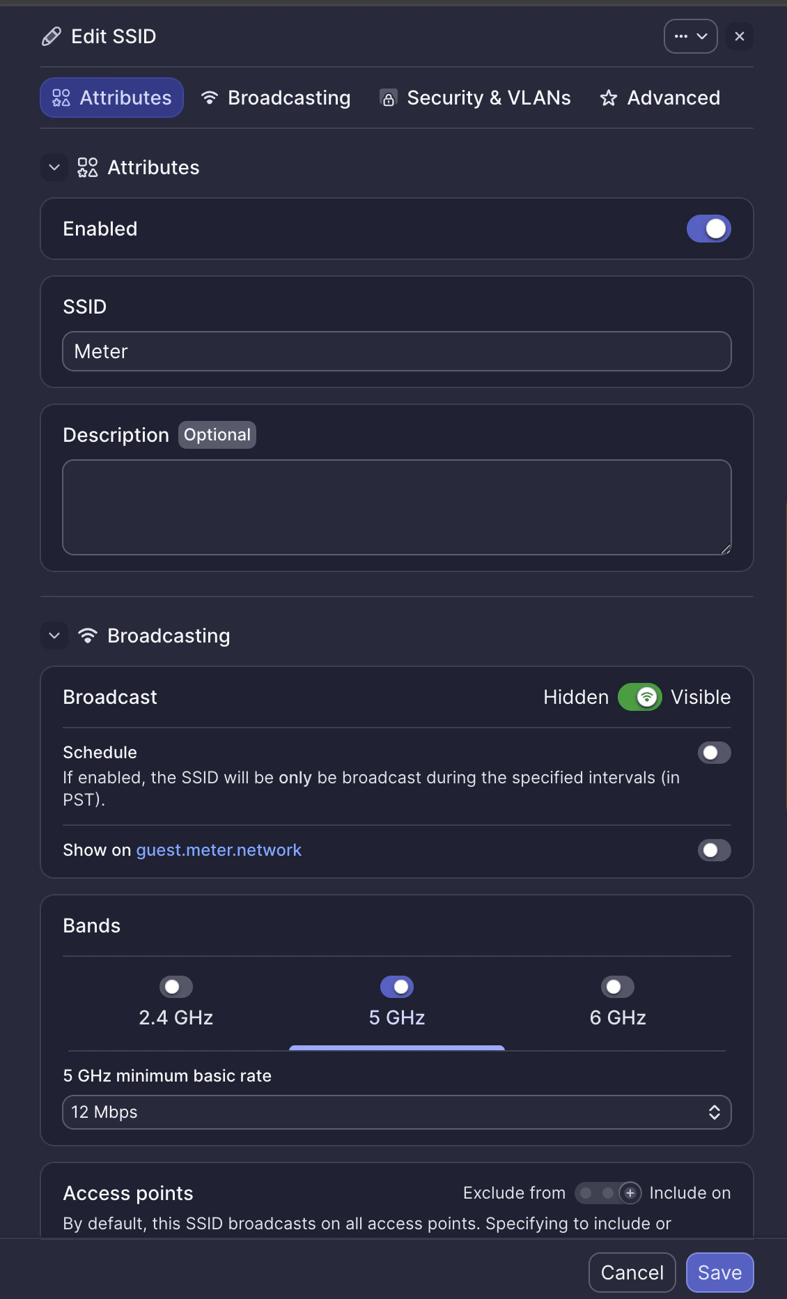 SSID editing interface