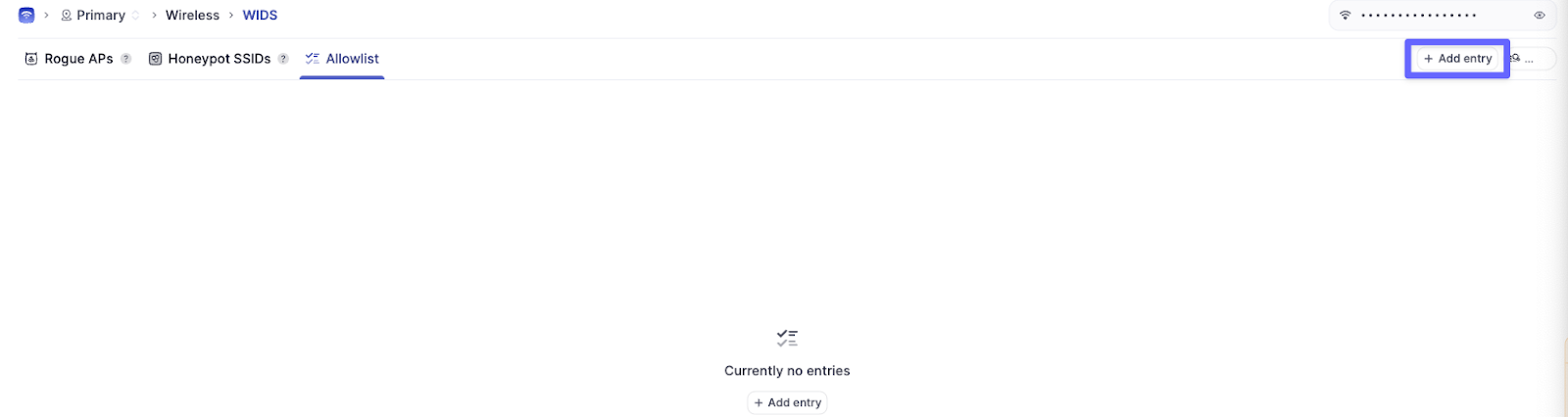 Adding entry to WIDS Allowlist