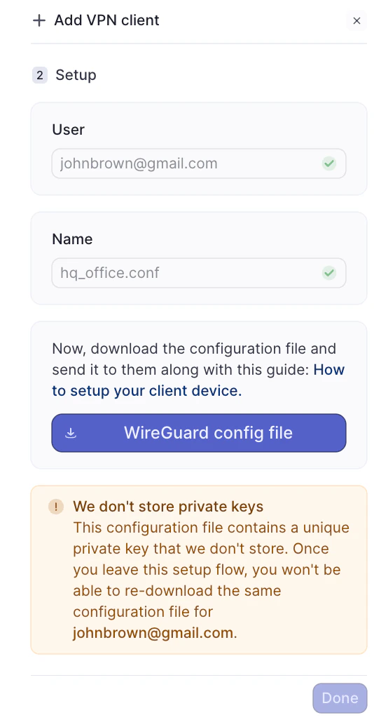 WireGuard configuration step 2