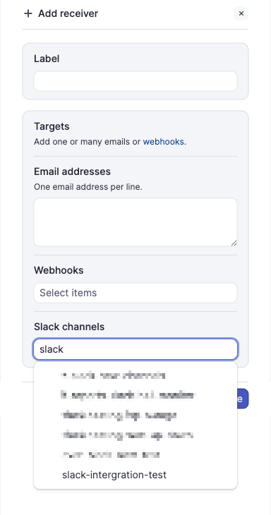Slack channel selection for receiver
