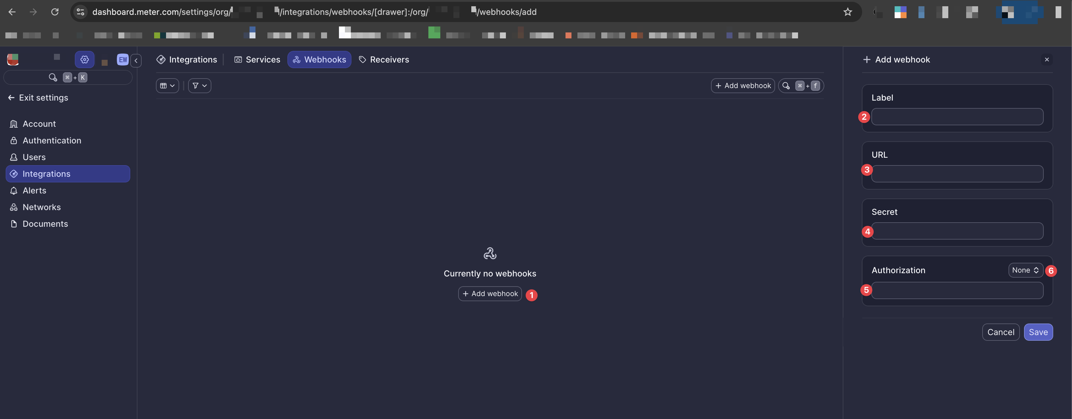 Add webhook configuration panel