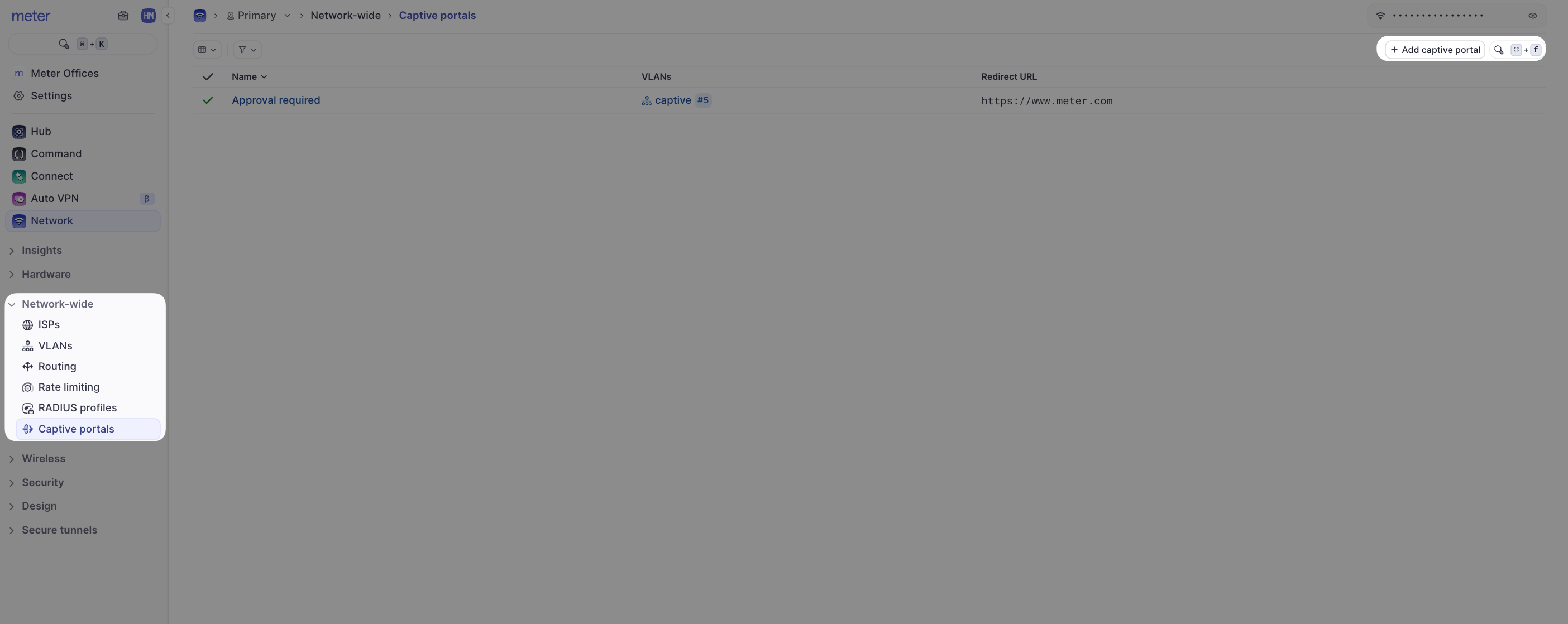 Captive portal configuration