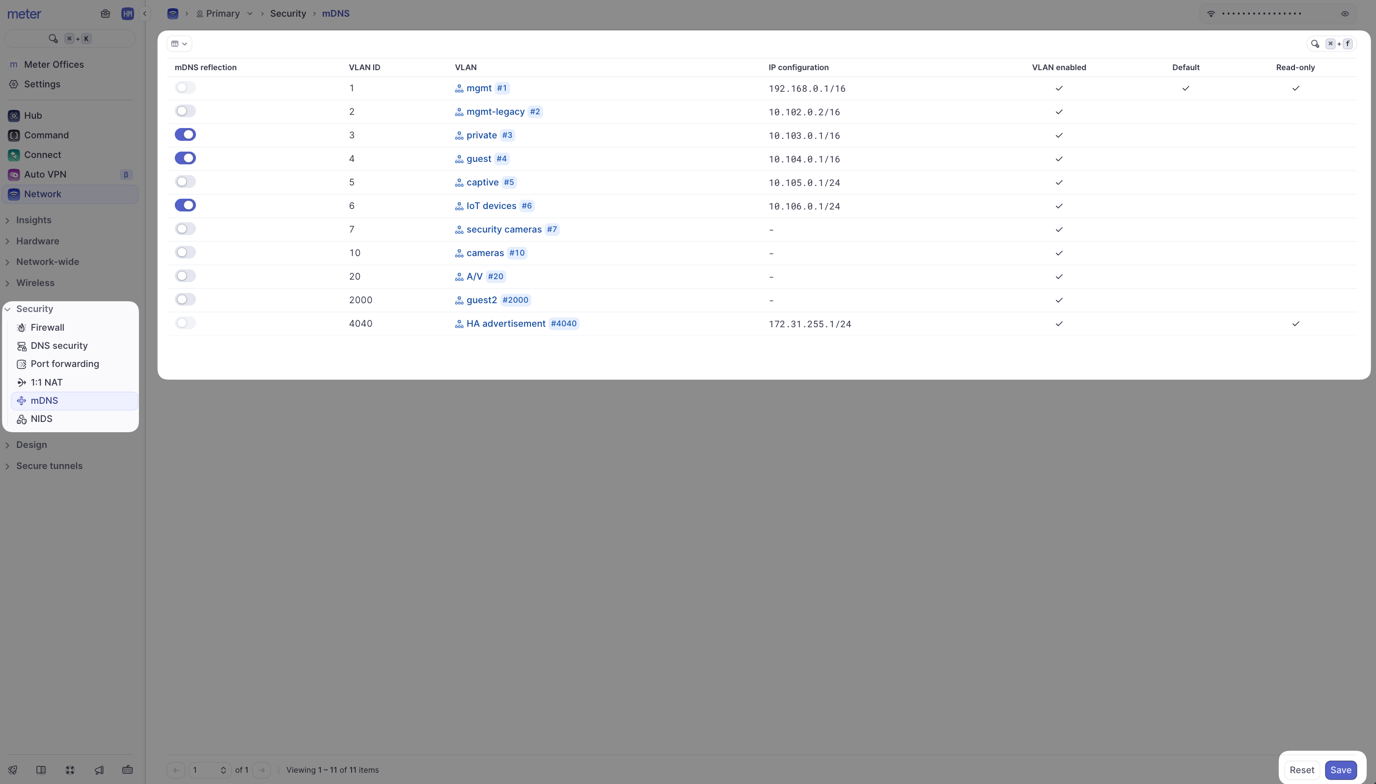 mDNS reflection configuration interface