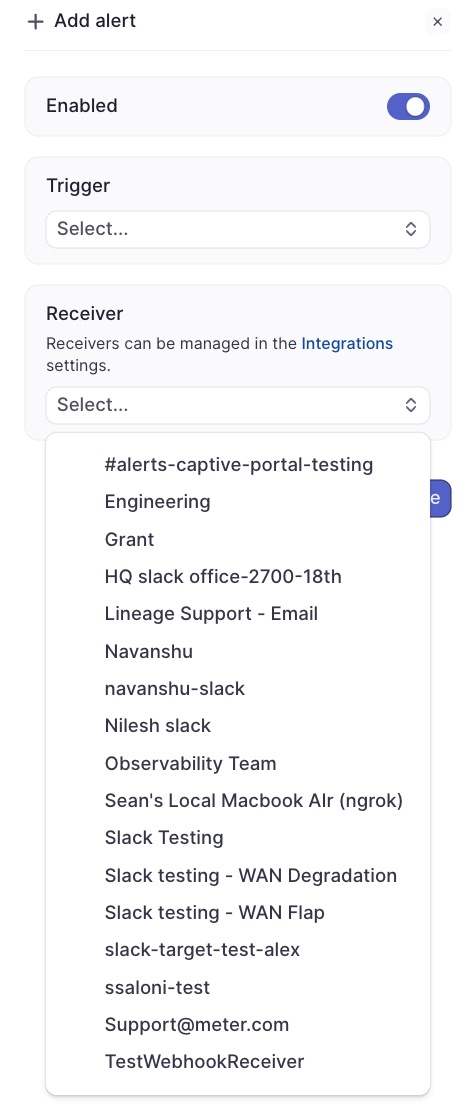 Alert configuration interface