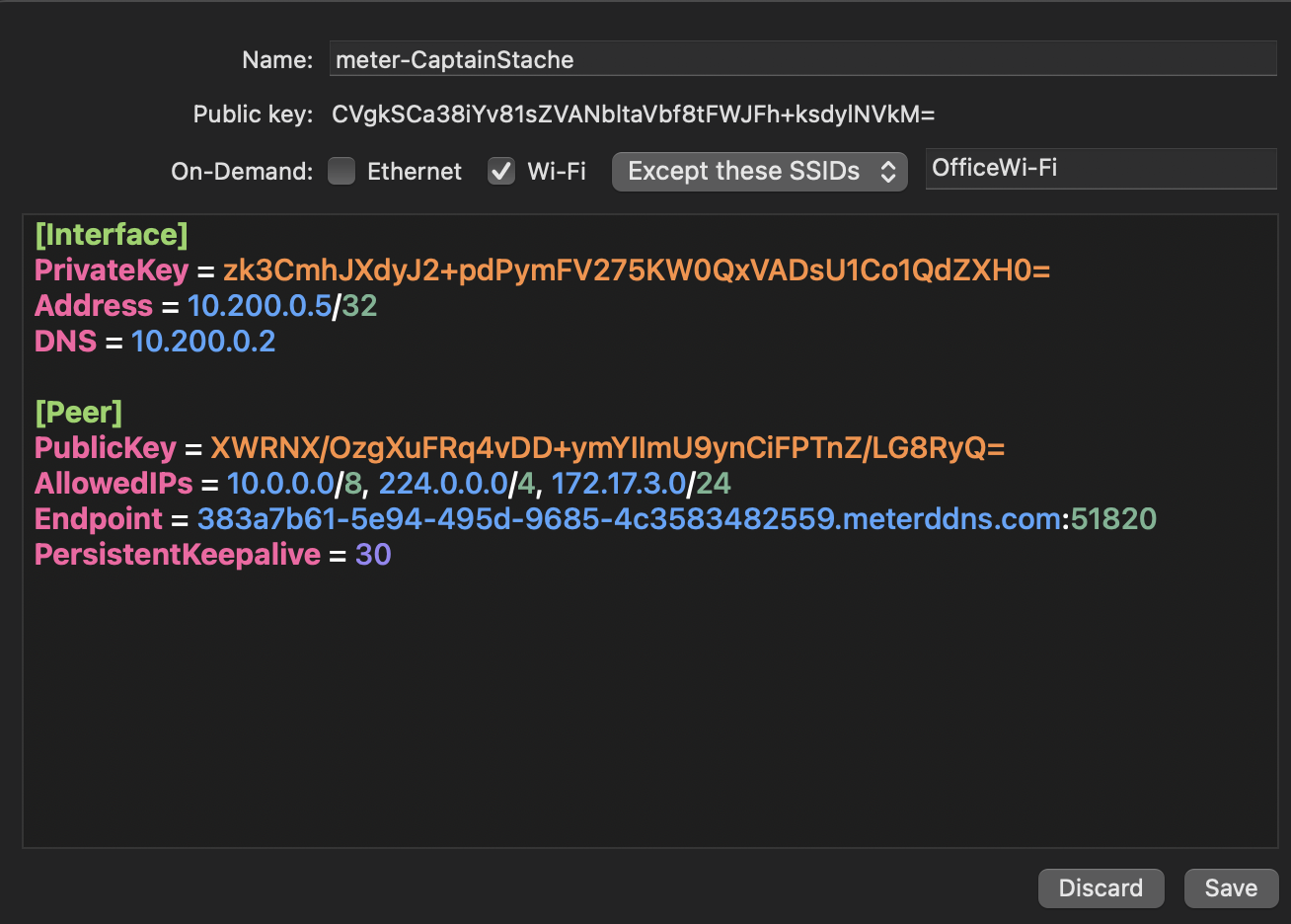 WireGuard Mac app on-demand configuration interface