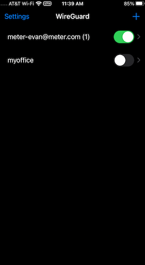 VPN configuration interface