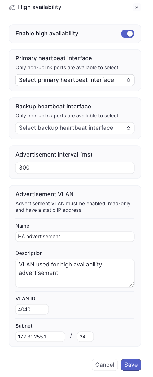 Security Appliances HA status view