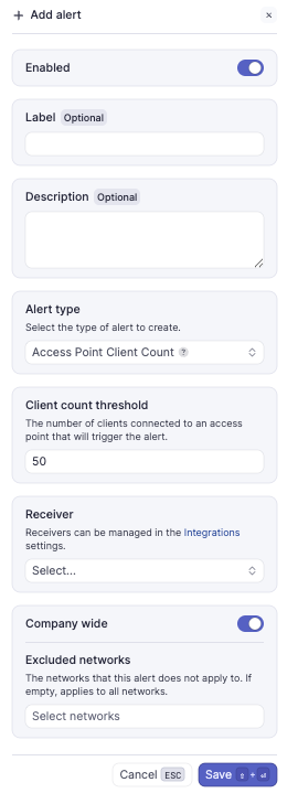 Alert configuration interface