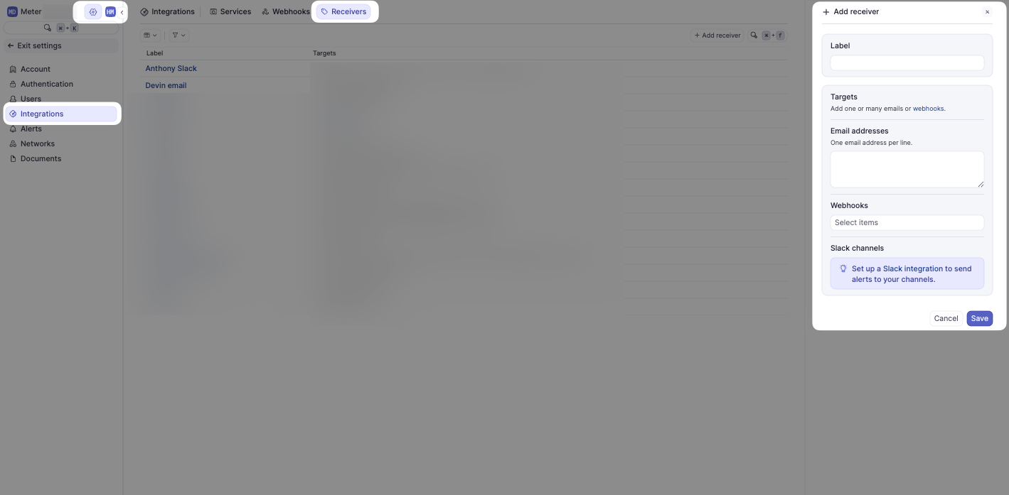 Add receiver configuration