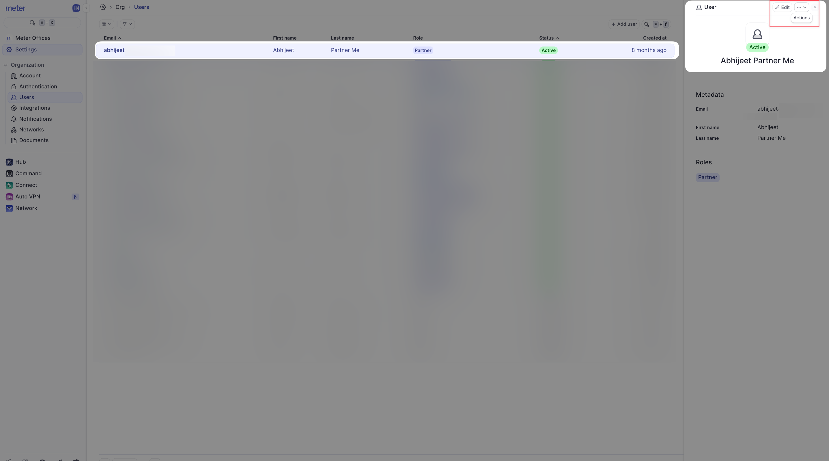 User management actions