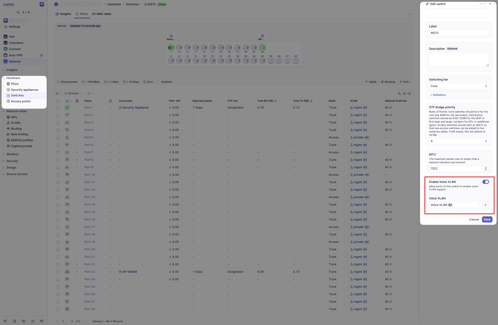 Voice VLAN port configuration