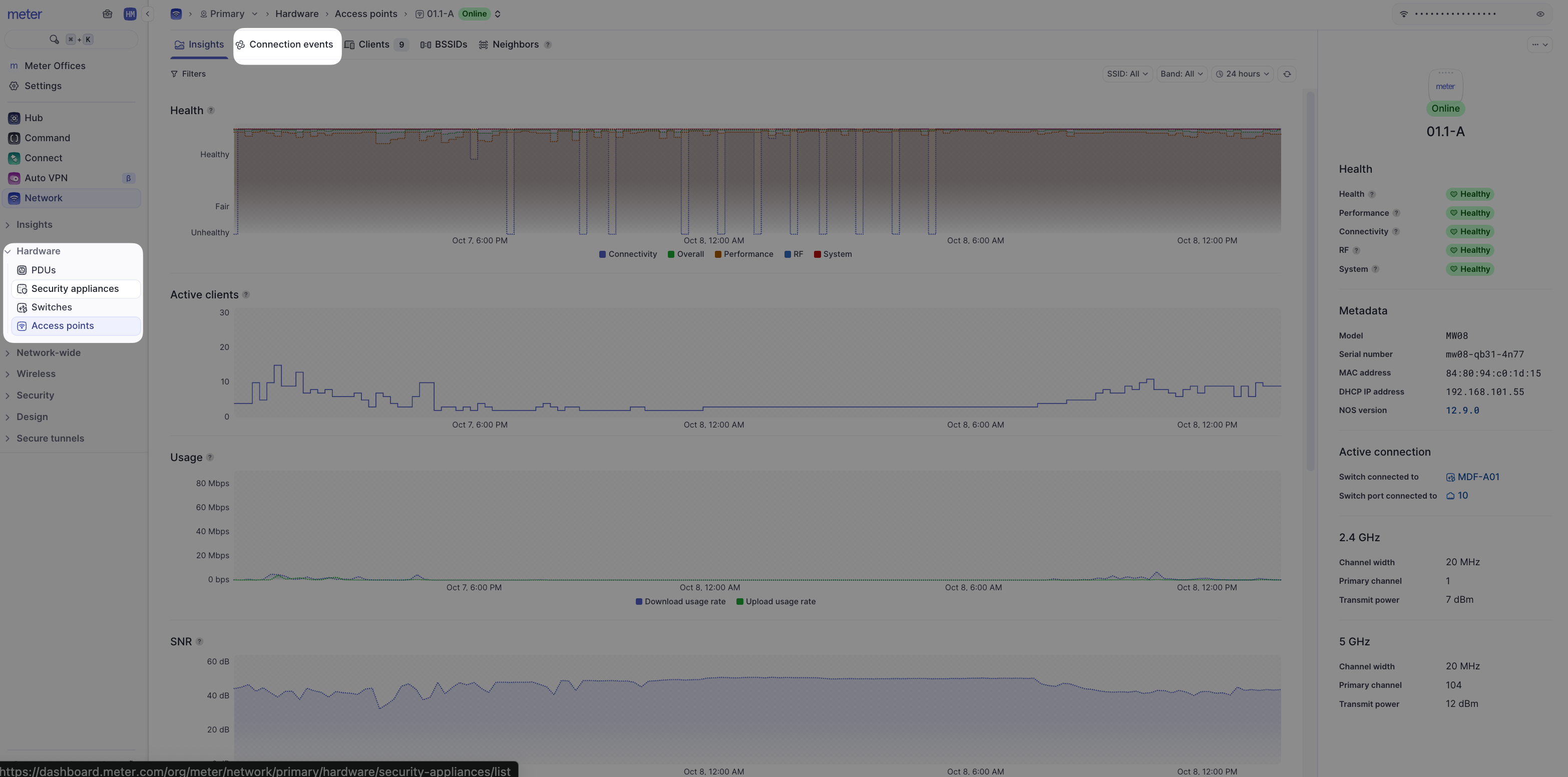 Navigate to connection events