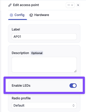 Enable LEDs configuration