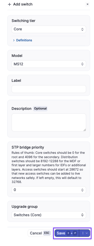 Fill out device information and save