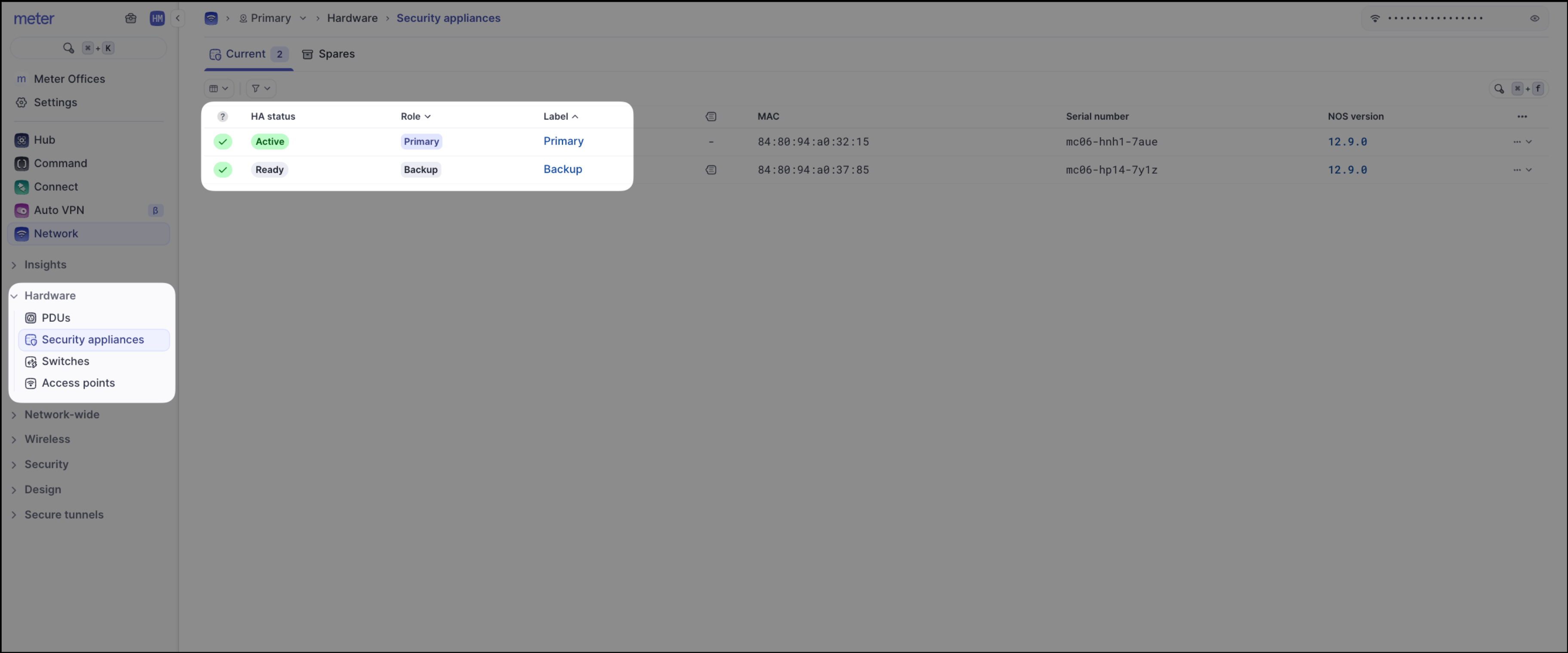 High availability status view