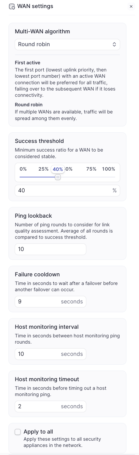WAN configuration settings