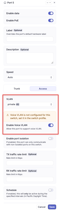 Voice VLAN port configuration