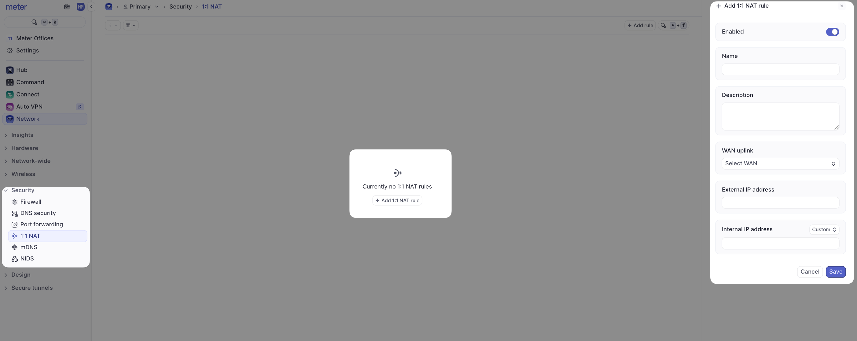 1:1 NAT configuration interface