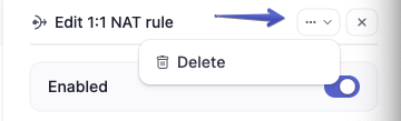 1:1 NAT deletion interface