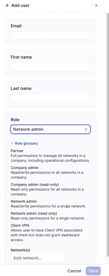 Add user configuration pane