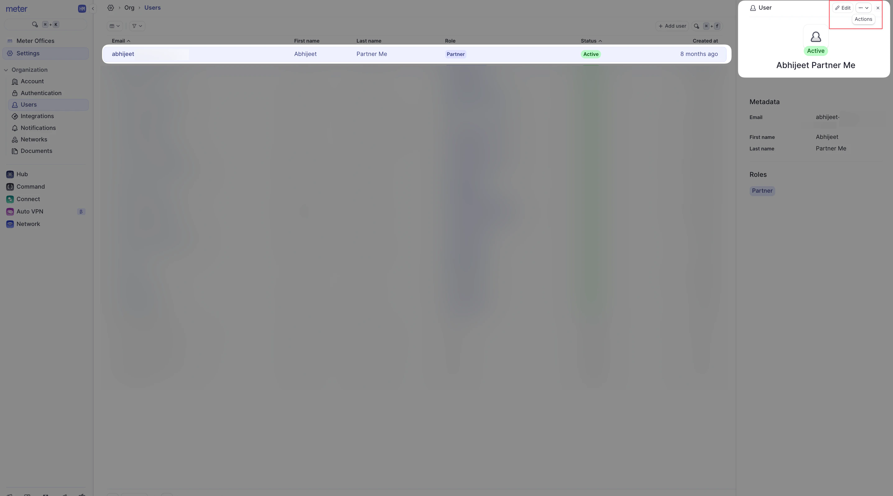 User management actions