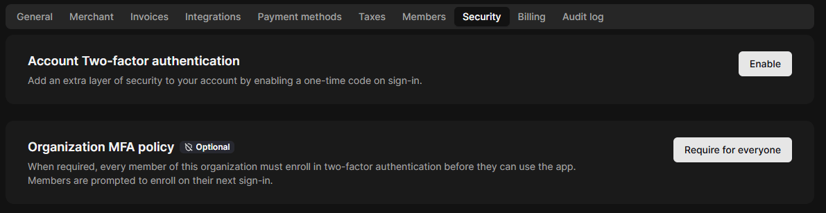 multi-factor Authentication in Meteroid