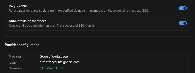 Single Sign-On configuration in Meteroid