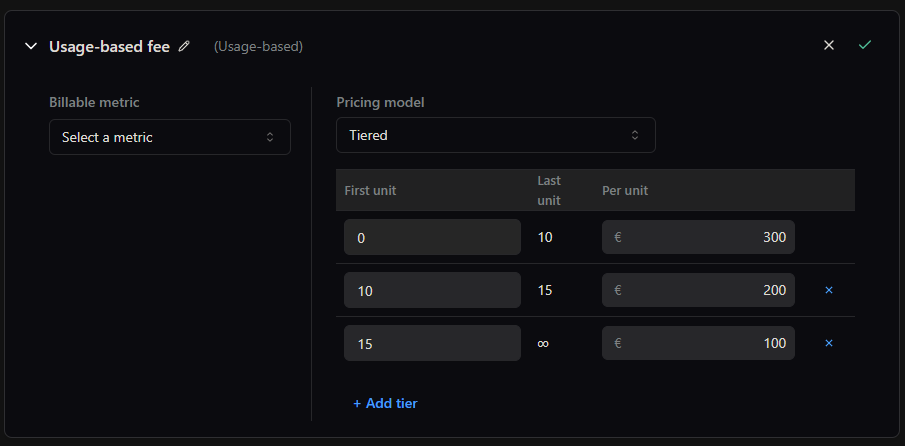 Tiered Pricing Model in Meteroid