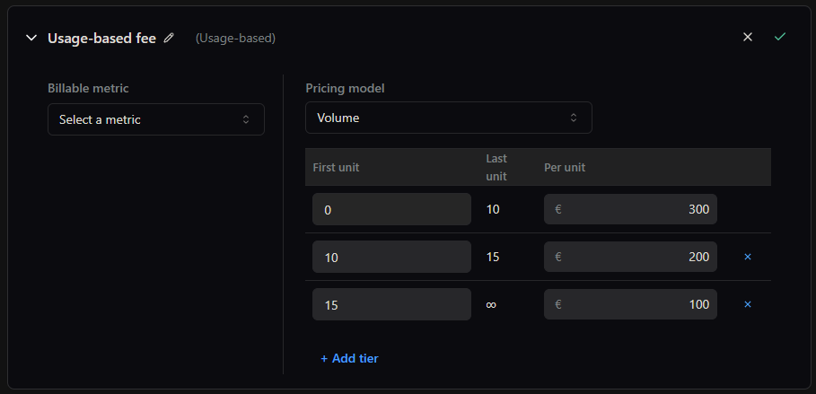 Volume Pricing Model in Meteroid