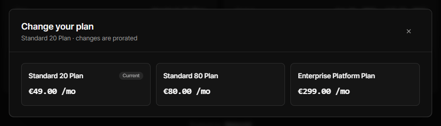 Upgrade / downgrade from Meteroid's Customer Portal