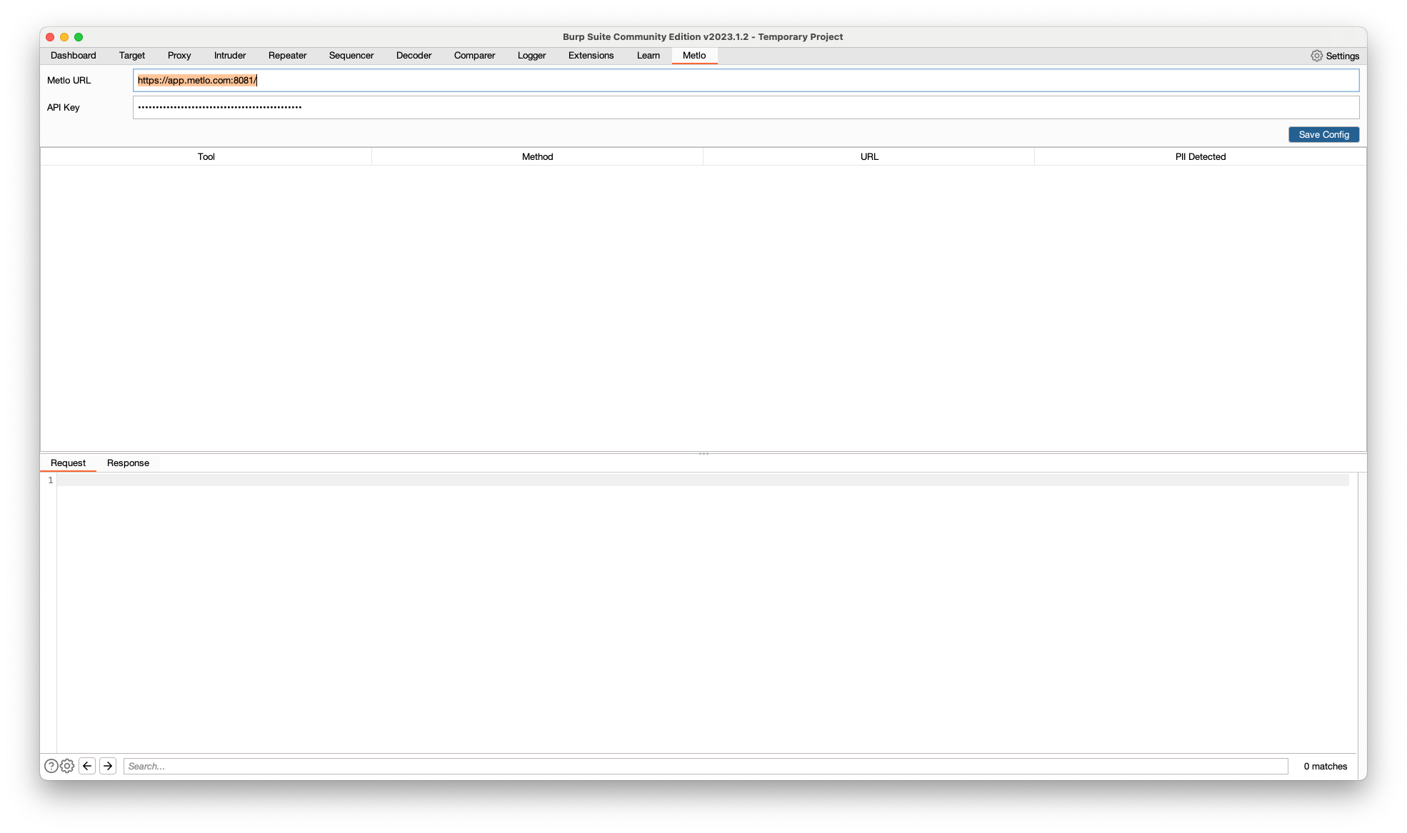 Configuring Metlo burp-suite extension