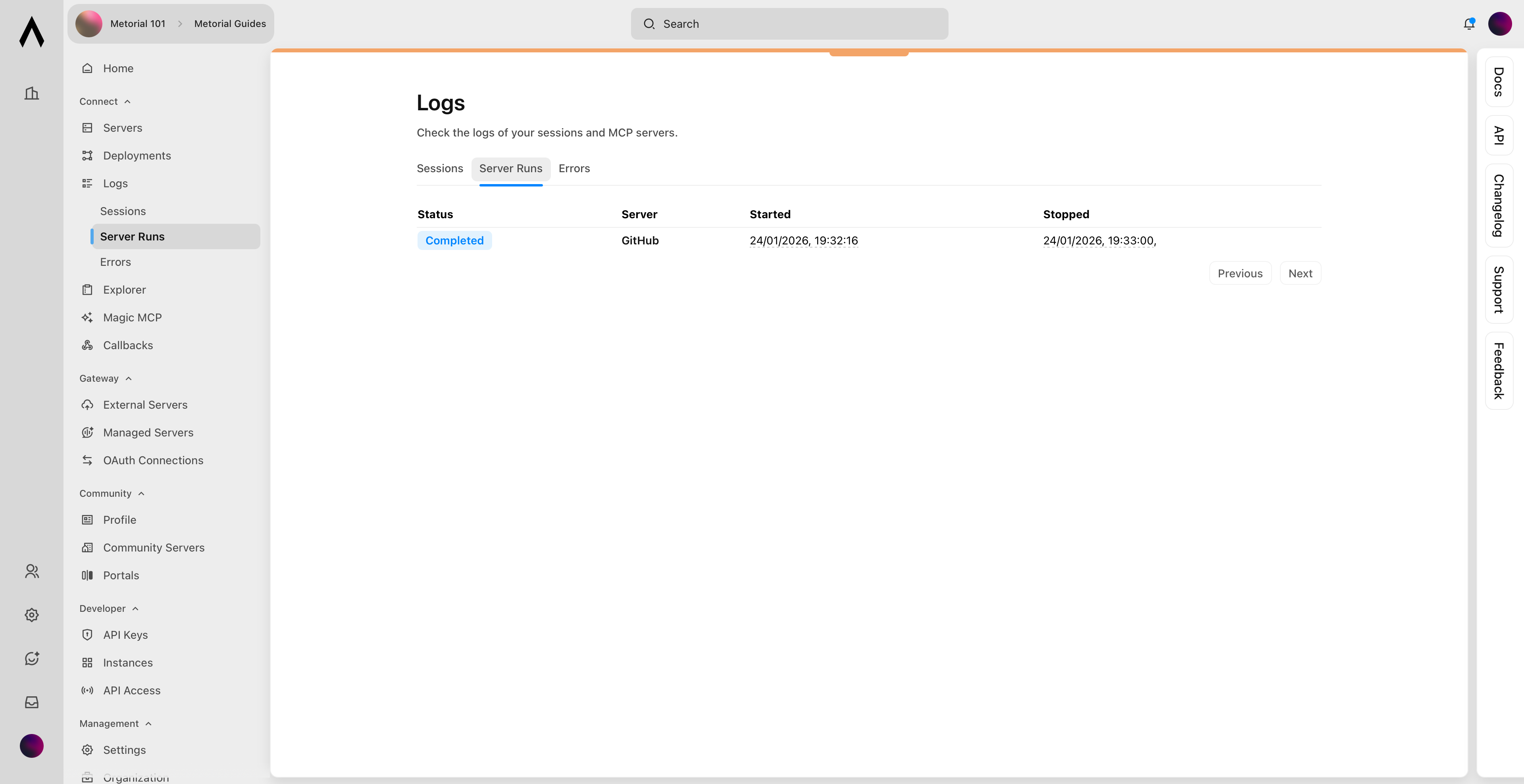 History of provider run instances