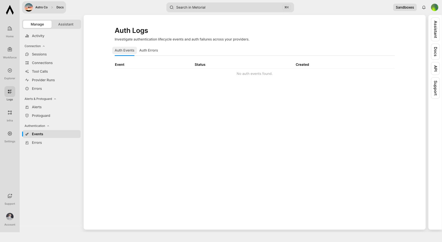 Provider auth events
