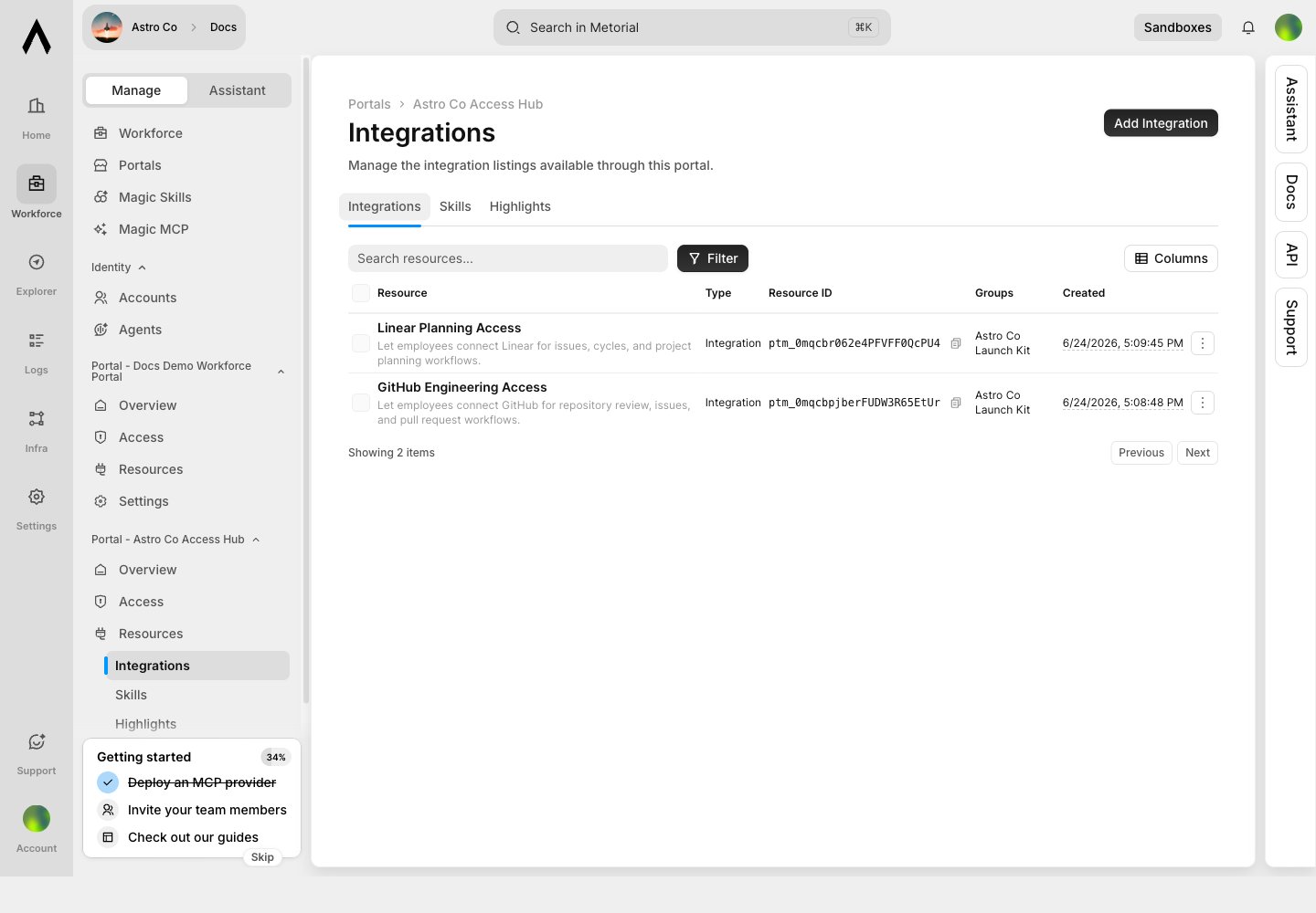 Portal integration listings