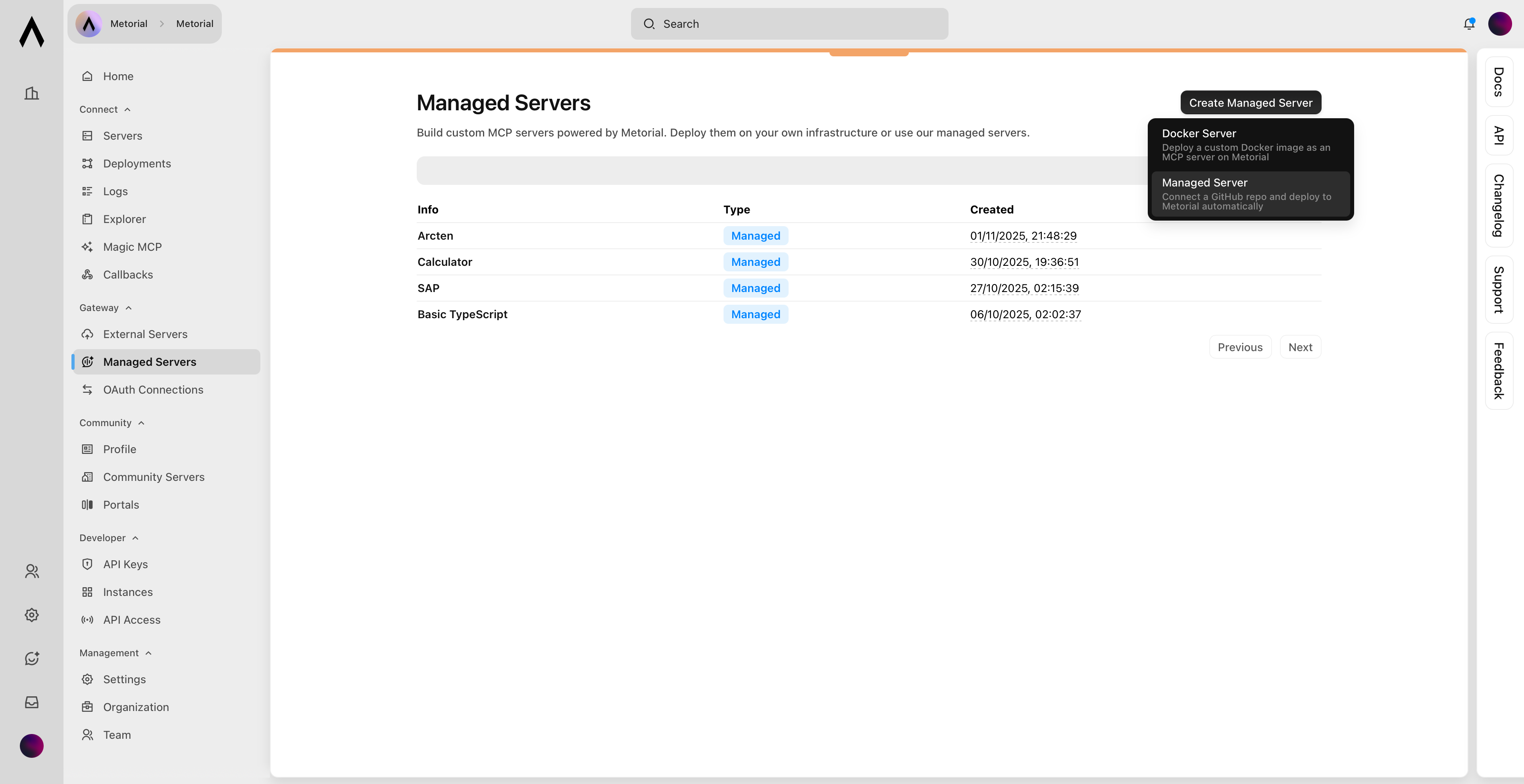 Navigate to managed servers