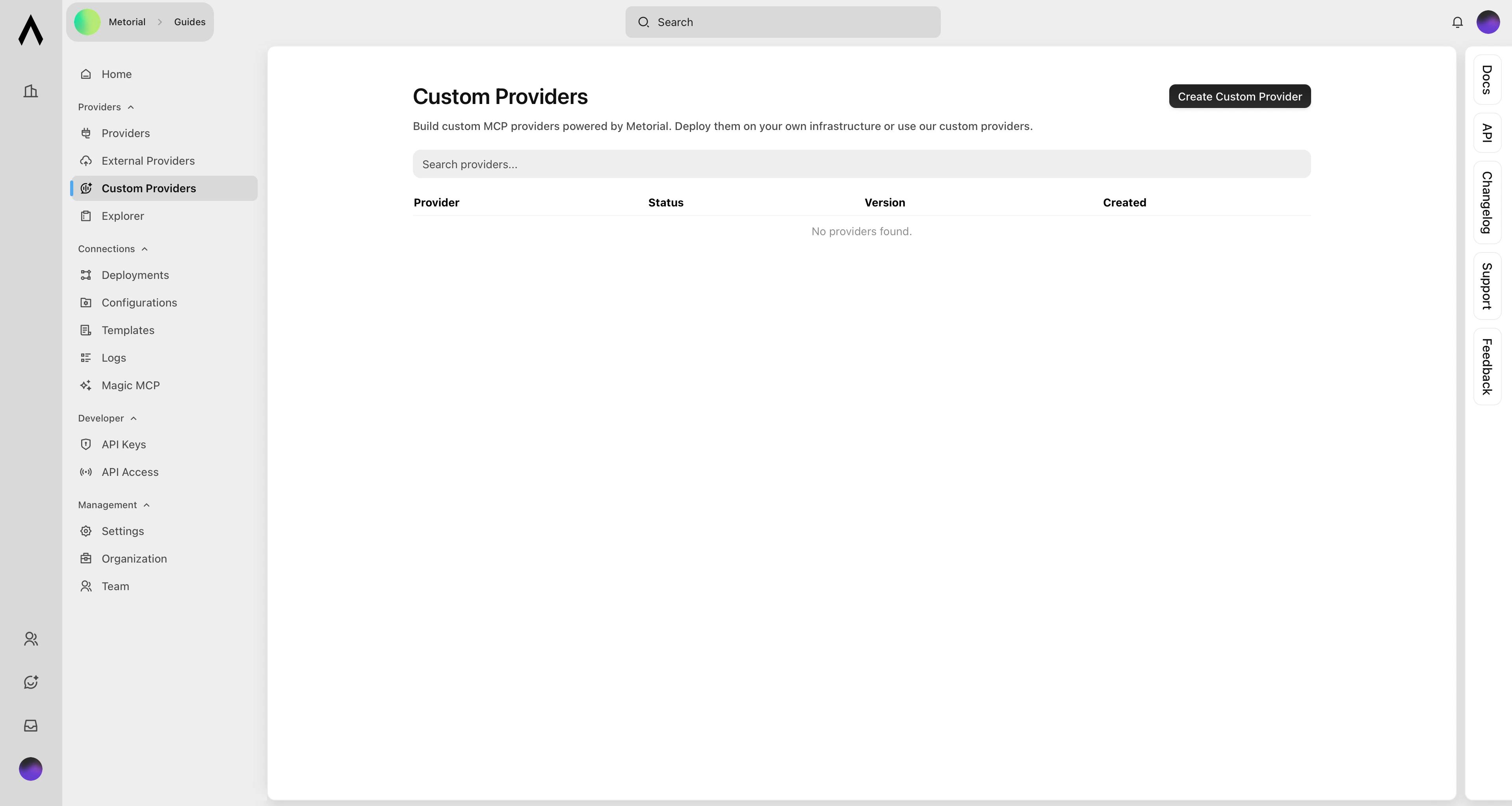 Navigate to custom providers