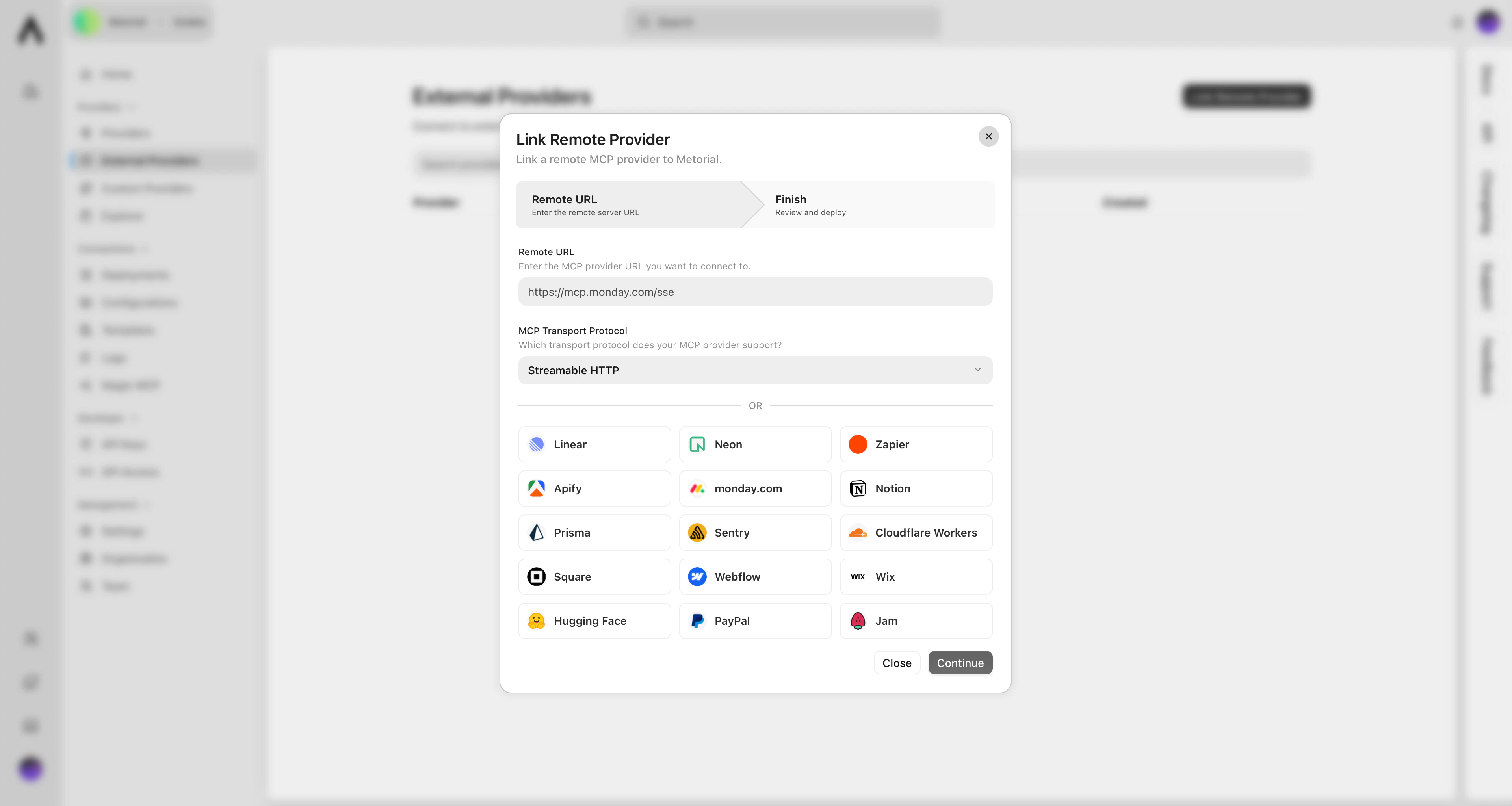 External provider registration