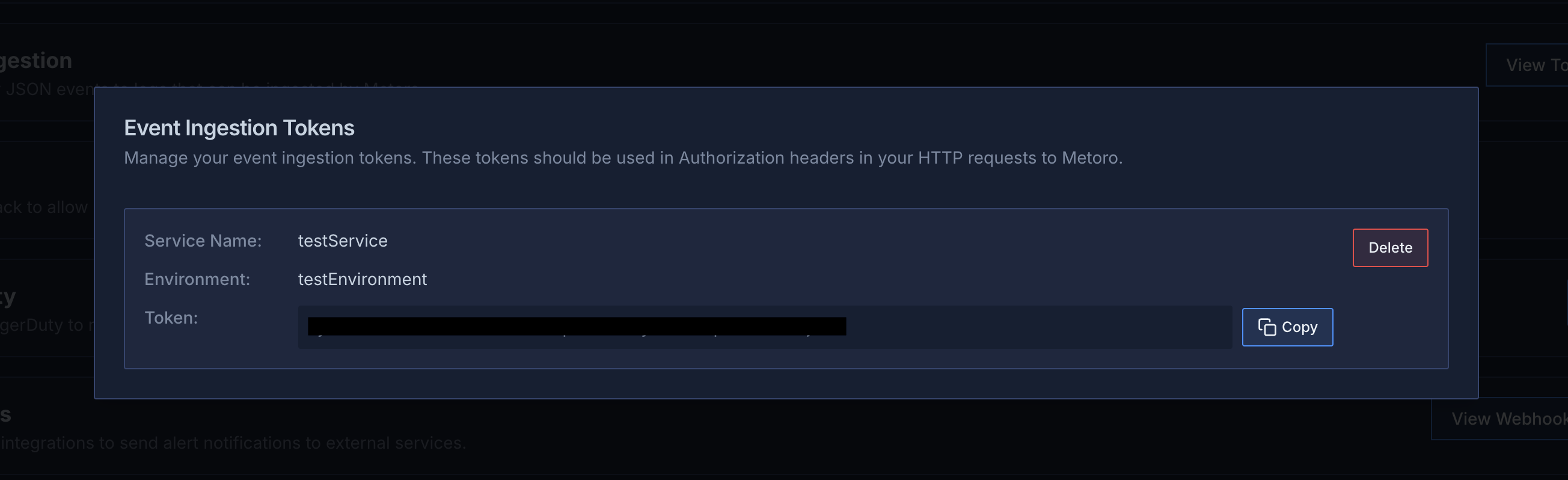 Viewing and managing event ingestion tokens