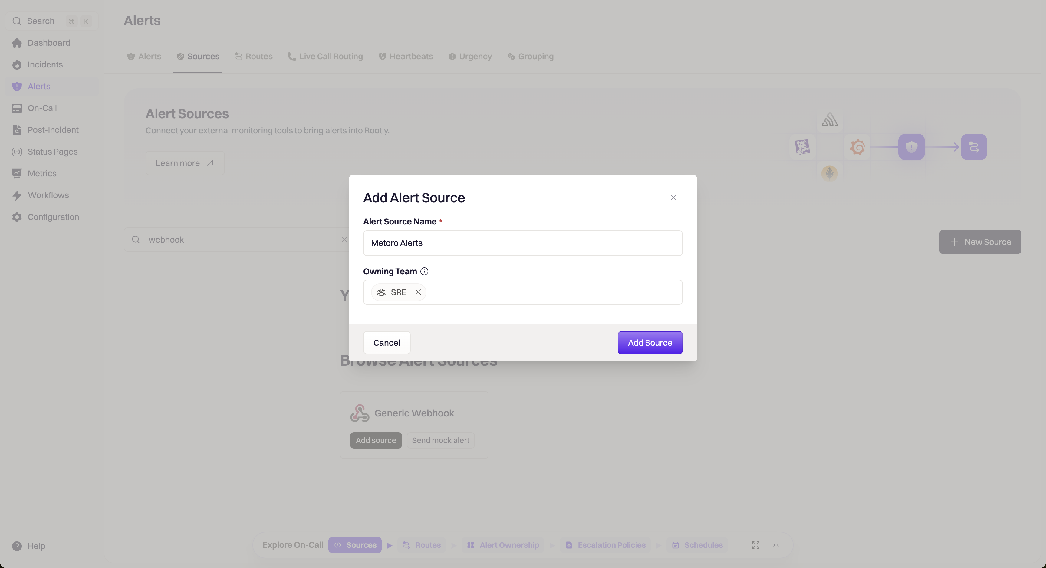 Rootly Create Webhook Dialog