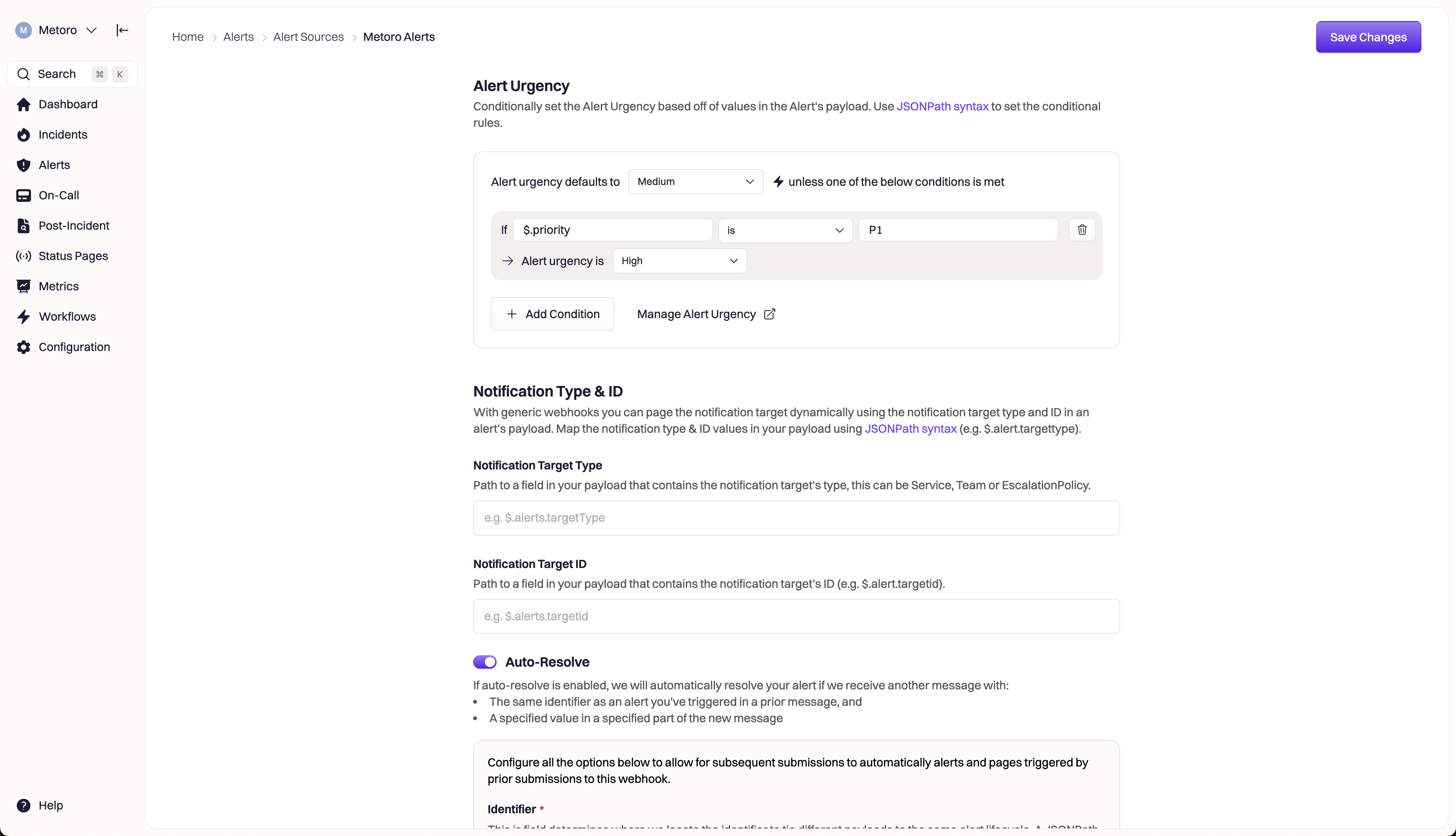 Rootly Alert Urgency Configuration