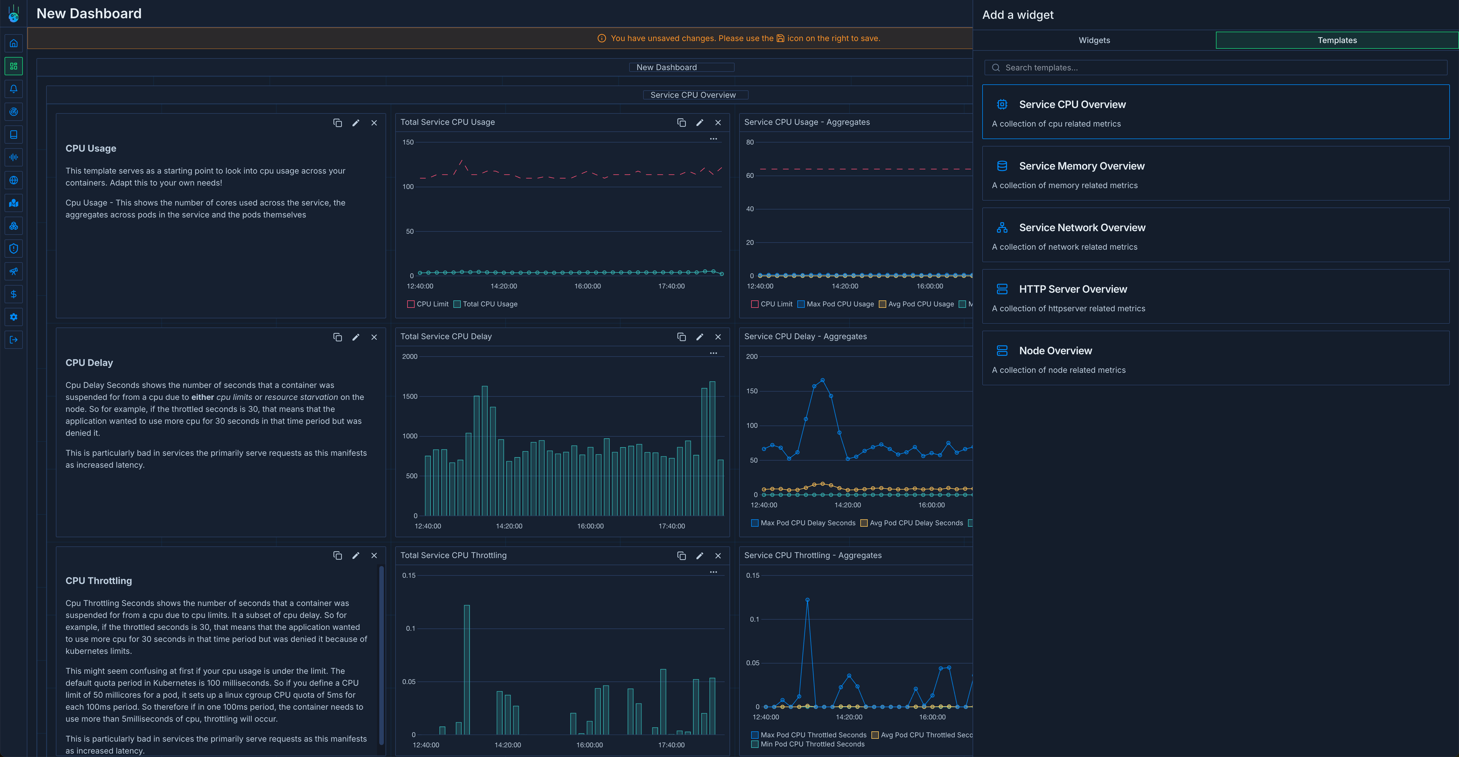 Dashboard Templates - Metoro Documentation