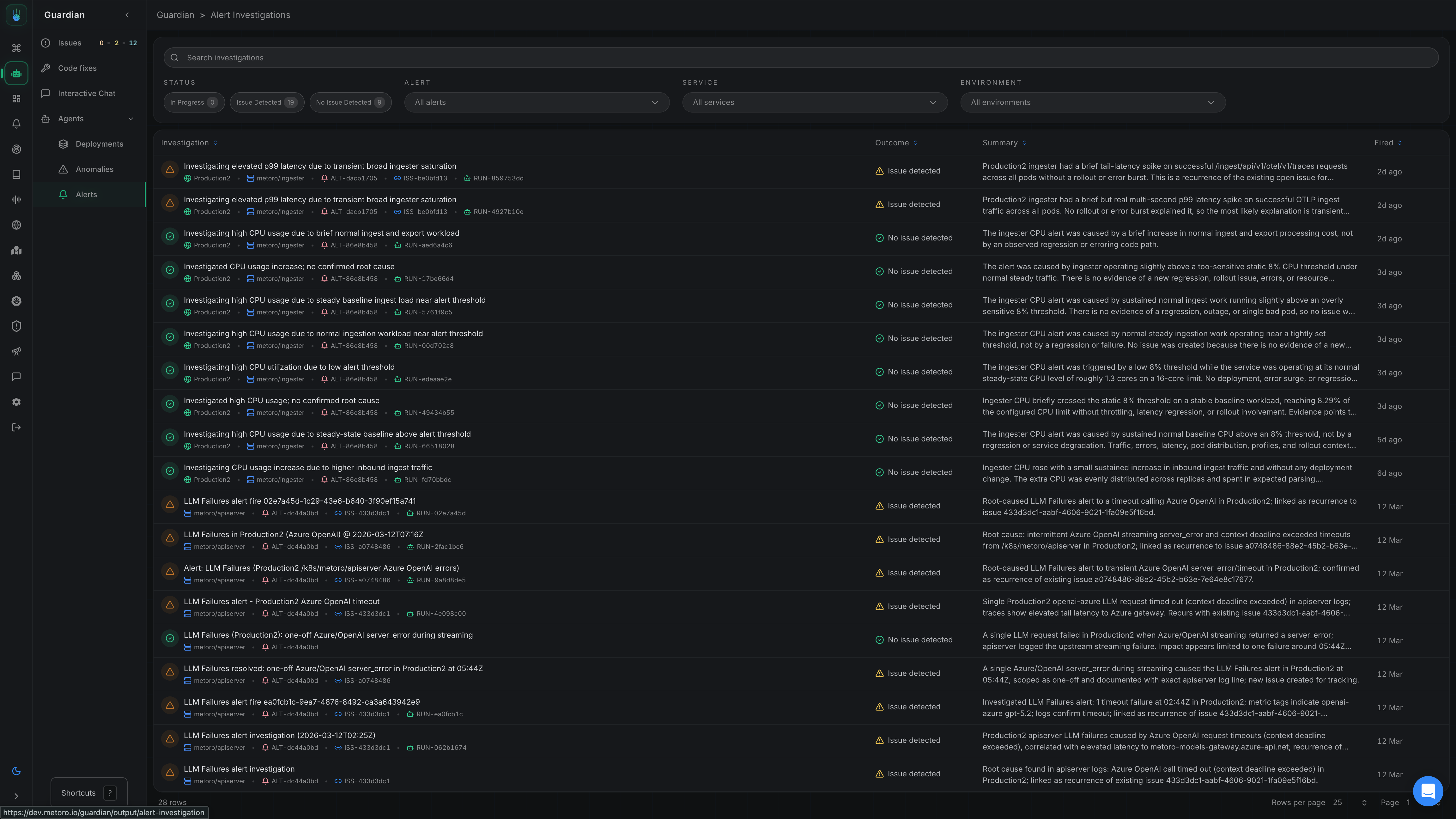 AI Alert Investigations - Metoro Documentation