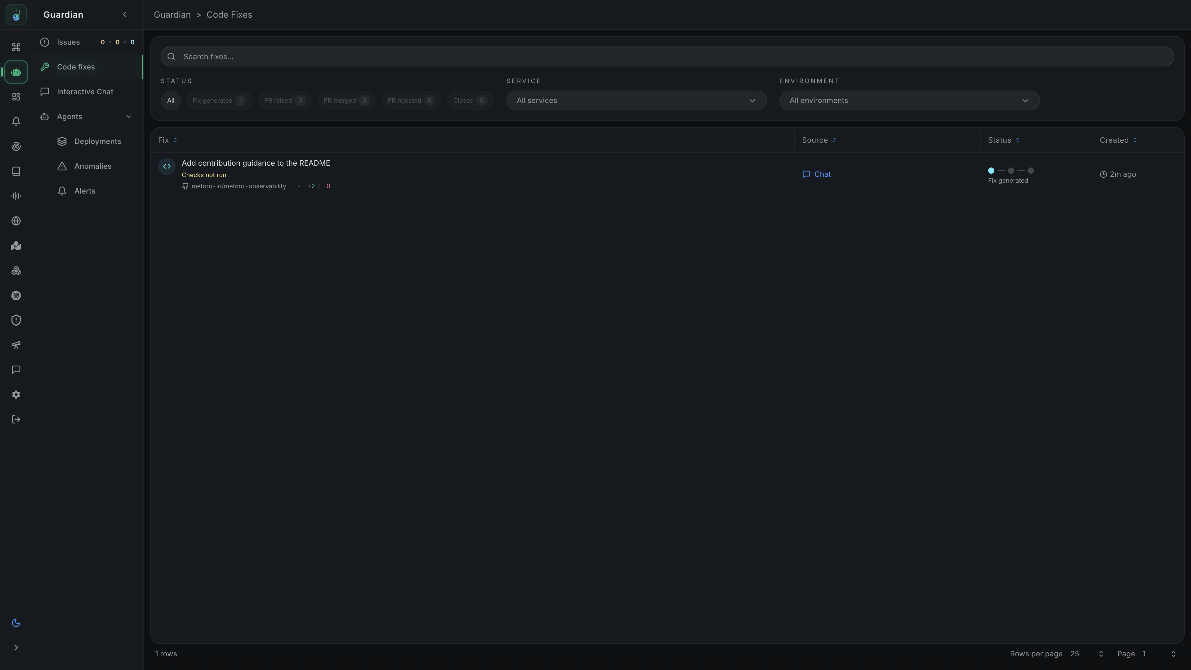 A saved chat draft in Guardian Code fixes